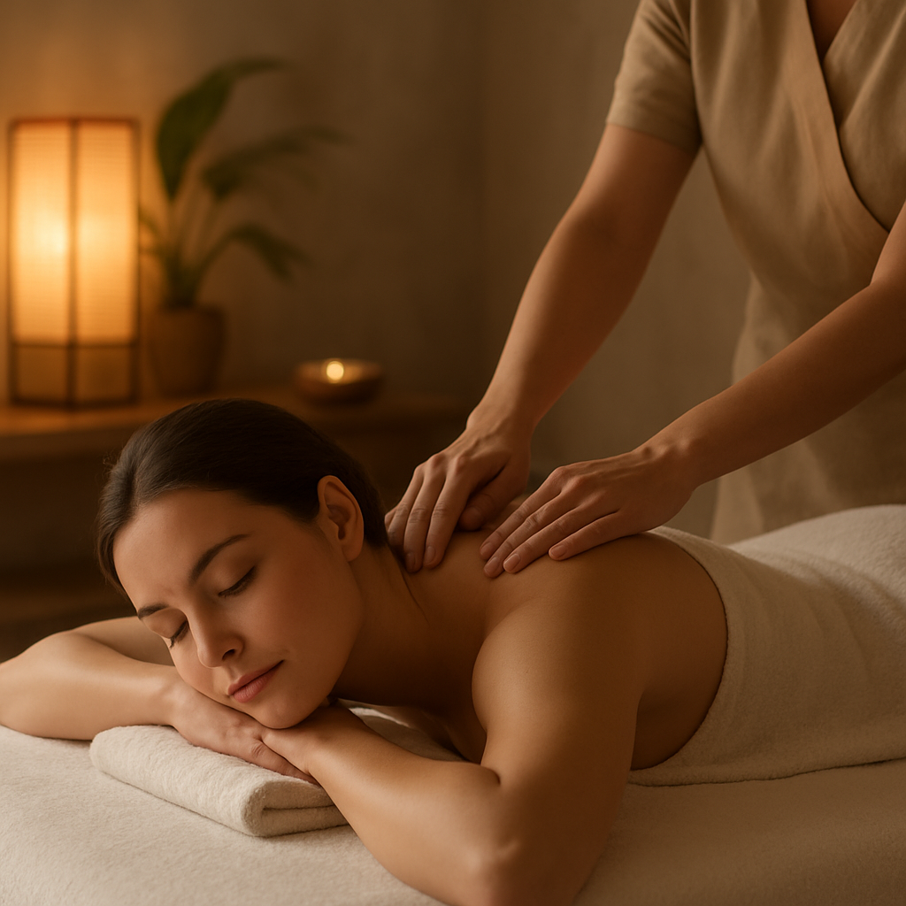 Client relaxing during a massage session